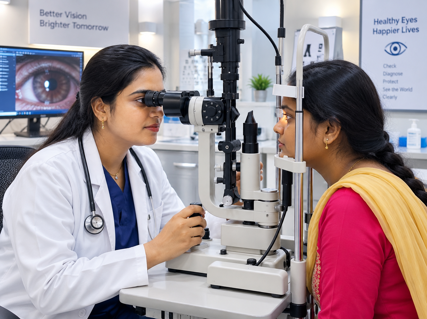 Dr. Shalini Reddy performing digital slit lamp examination